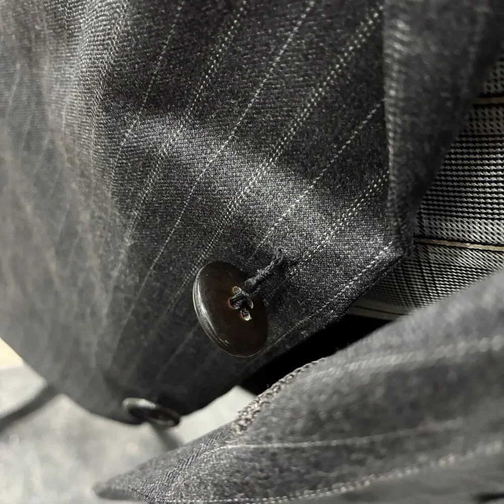 Oxxford Clothes Norton Ditto Super 120’s Wool Suit Pinstripe Charcoal 48R 44W